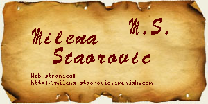 Milena Staorović vizit kartica